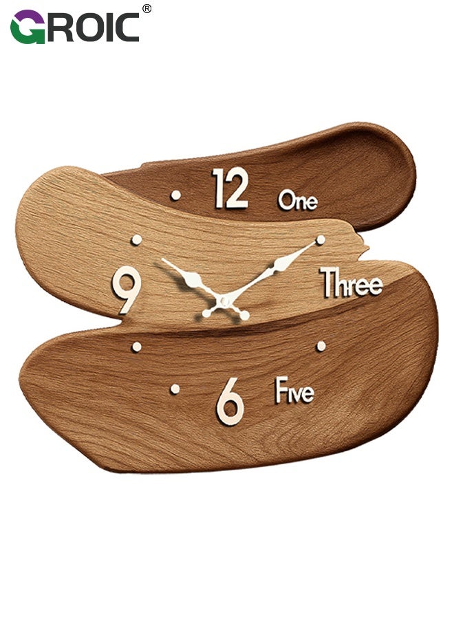 GROIC Wooden Wall Clock, Clock Silent Non Ticking Farmhouse Small Wall Clocks for Living Room Kitchen Bathroom Bedroom Decor, Antique, Vintage, Country Farmhouse Style, 30x25cm Minimalist Silent Quartz Clock - Image 1